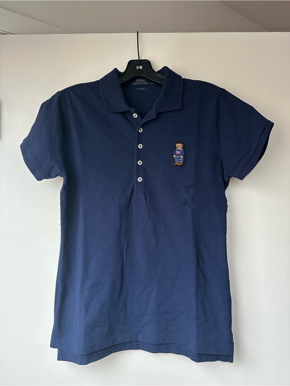 Polo by Ralph Lauren Navy Bear Embroidered Polo Shirt - Women’s
